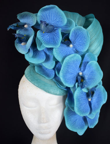 Aqua orchid floral fascinator