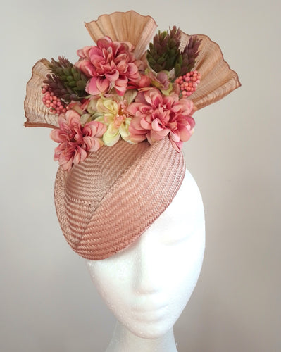 Beige and light pink floral fascinator