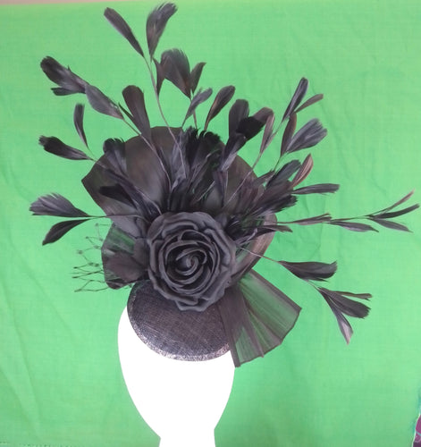 Black feather fascinator