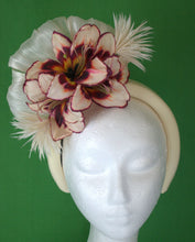 Load image into Gallery viewer, Cream and burgundy floral headband