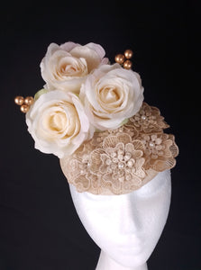 Cream roses fascinator