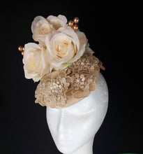 Load image into Gallery viewer, Cream roses fascinator