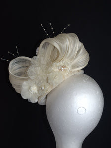 Cream floral lace fascinator