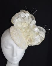 Load image into Gallery viewer, Cream floral lace fascinator