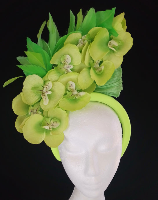 Lime green floral headband