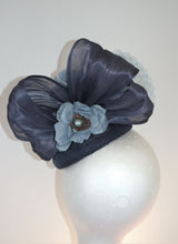 Load image into Gallery viewer, Navy pale light blue fascinator