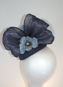 Navy pale light blue fascinator