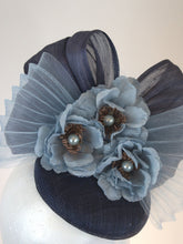 Load image into Gallery viewer, Navy pale light blue fascinator