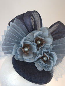 Navy pale light blue fascinator