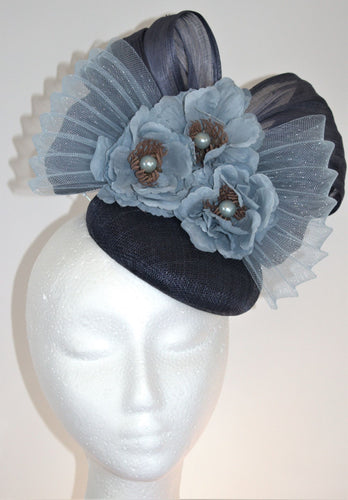 Navy pale light blue fascinator