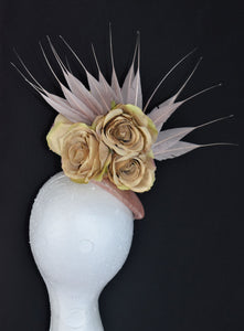 Nude blush floral roses fascinator