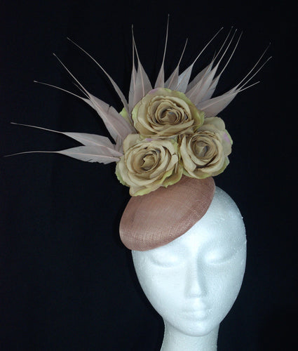 Nude blush floral roses fascinator