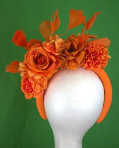 Orange floral fascinator