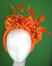 Load image into Gallery viewer, Orange floral fascinator