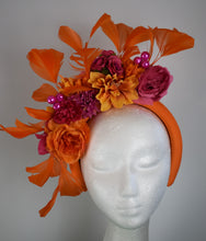 Load image into Gallery viewer, Fuchsia and orange floral headband