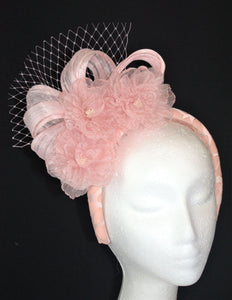 Pale pink peach heart headband