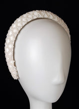 Load image into Gallery viewer, Cream pearl headband fascinator