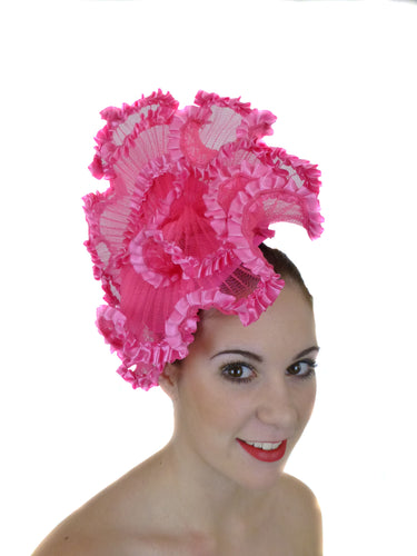 Gorgeous hot pink frilled fascinator