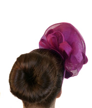 Load image into Gallery viewer, PUrple pink cerise big flower fascinator