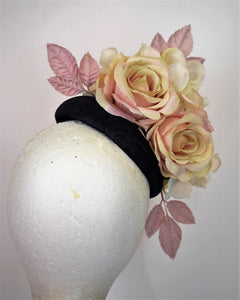 Navy blue pale pink fascinator