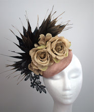 Load image into Gallery viewer, Nude black floral fascinator