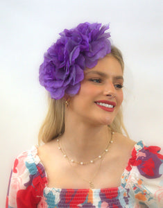 Purple floral crown fascinator