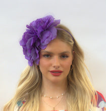 Load image into Gallery viewer, Purple floral crown fascinator