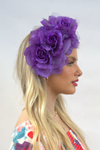 Load image into Gallery viewer, Purple floral crown fascinator