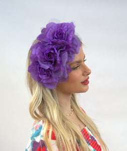 Purple floral crown fascinator